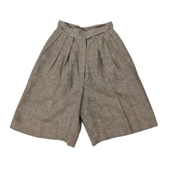 90s High Waisted Bermuda Shorts Tweed Pleated Bermudas - Picture 3 of 12